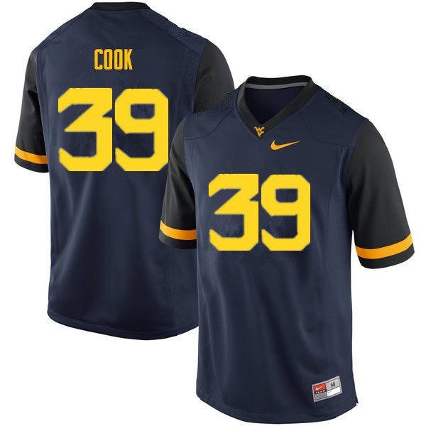 NCAA Men's Henry Cook West Virginia Mountaineers Navy #39 Nike Stitched Football College Authentic Jersey AE23T75UY
